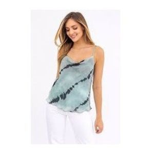Gilli Women's Green 90s Tie Dye Sheer Cami Top Blouse Sleeveless Size S NWT